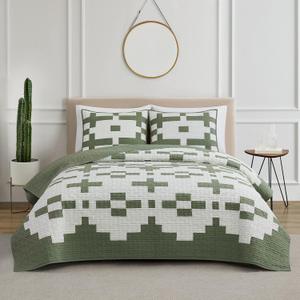 PENDLETON Painted Cove Queen Size Cotton Quilt Set, Southwestern Farmhouse Bedding Cover, Soft Warm Bed Spread with Matching Pillowcase for All Seasons Chic Home Decor Bedding Sets, Full/Queen, Sage