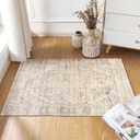 BILEEHOME Boho Kitchen Rug Washable,2x3 Non Slip Farmhouse Neutral Small Area Rug for Bathroom Bedroom Indoor Entrway Ultra Thin Fit Under Door,Tan Brown