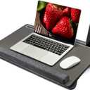 Extra Large Lap Laptop Desk - Full PU Material Mouse Pad Gaming Tray - Portable LapDesk with Phone Holder & Wrist Rest for Notebook, MacBook, Tablet, Bed, Sofa(Gray, Fit Up 17.3-in Laptops)