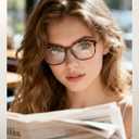 TIJN Blue Light Blocking Glasses, Anti Eyestrain UV Protection, TR90 Square Frame Glasses Chic Preppy Look for Women and Men