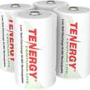 Tenergy Centura Lite 1.2V NiMH Rechargeable D Battery, 3000mAh Low Self Discharge D Cell Batteries, Pre-Charged D Size Battery, UL Certified, 4 Pack