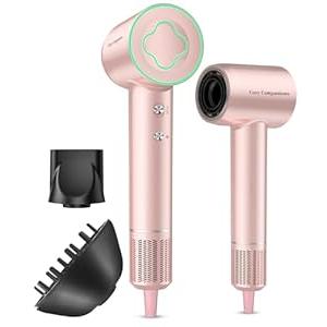 Cosy Companions High-Speed Ionic Hair Dryer, 150000 RPM Brushless Motor for Fast Drying, Low Noise Blow Dryer Reduces Frizz & Heat Damage, Lightweight Hair Dryer with Diffuser & Nozzle, Gleaming Pink