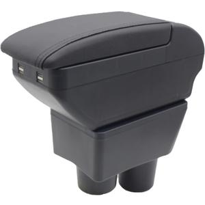 YJYWZH Armrest Box for Nissan Almera Versa 2012-2019 Car Center Storage Box Organizer Interior Hand Centre Consoles with 4 USB Ports Cup Holder Arm Rest Double-Layer Black Accessories