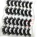 etokdos Mink Lashes Fluffy 20mm Long Dramatic Lashes Pack 25mm Big Lash Strips Volume Faux Mink Thick Eyelashes D Curl False Eyelashes Bulk