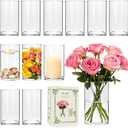 Clear Glass Cylinder Vases for Centerpieces,12pcs 6 inch Thick Bud Flower Vase & Floating Candle Holder,Glass Candle Cylinders Bulk, Wedding Decorations, Dining Table & Home Décor Gift