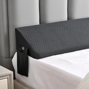 King Bed Wedge Pillow for Headboard Mattress Long Wedge Pillow Bed Bolster King Gap Filler Nora Pillows for Dorm Sleeping Backest Home Decor RV House Accessories Hotel Must Haves Grey