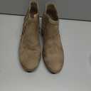 SODA Women's Round Toe Faux Suede Stacked Heel Western Ankle Bootie Size 8 (Light Taupe)