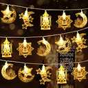 Hiboom 2 Pack 16 ft Moon Star Ramadan String Lights 30 LEDs, Battery Operated Eid Mubarak Fairy Lights for Ramadan Decoration Eid Decorative Lights (Warm White)