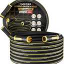 Hybrid Rubber Garden Hose 5/8 Inch, 50 ft Heavy Duty Kink-Free Water Hose, 3-Layer Reinforced, 600 PSI Burst Pressure, Water Safe, All-Weather Flexible Hoses for Yard, Lawn (Black,50 ft)