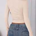 2 x PRETTYGARDEN Women's 2025 Summer Long Sleeve Henley T Shirts Ribbed Knit Button Slim Fitted Basic Casual Going Out Fall Tops (White, M)