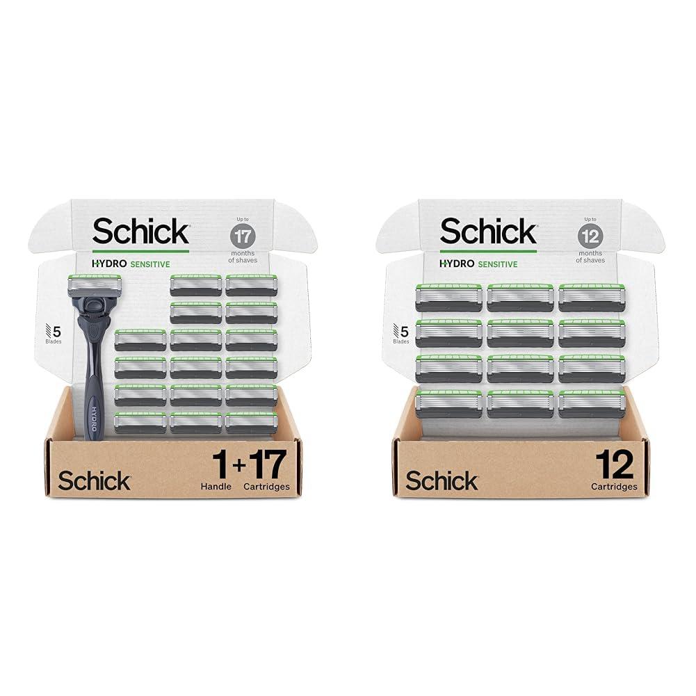 Schick Hydro Sensitive Razor for Men with 17 Razor Blades and 12 Refills