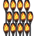Maggift 12 pack Solar Torch Lights with Flickering Flame, Waterproof, Dusk to Dawn LED Lights for Garden Patio Pathway Walkway Landscape, Black