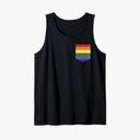Pocket Rainbow Flag Print Retro Gay LGBT Pride Month Support Tank Top Size L