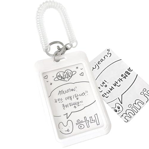 YAHUIPEIUS Acrylic Photocard Holder Keychain Photo Card Holders 3 Inch ID Badge Holder Bus Credit ID Bank Card Holders (Square White)