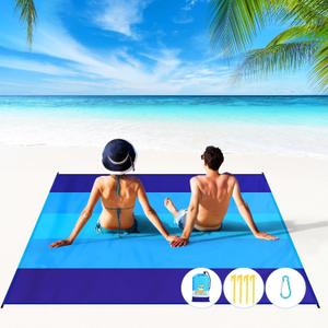 BYDOLL Beach Blanket 78''X81'' 4-7 Adults Oversized Lightweight Waterproof Sandproof Blanket for Beach Large Picnic Mat Travel Camping (Blue5)