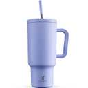 Meoky 30 oz Tumbler with Handle, Tumbler with Lid and Straw, Insulated Stainless Steel Travel Mug, 100% Leak-proof, Cupholder Friendly, Keeps Cold for 24 Hours or Hot for 8 Hours (Lilac)