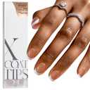 BTArtboxnails French Gel Nail Tips - XCOATTIPS Brown Extra Short Square French Tip Press on Nails Pre-applied Tip Primer & Base Coat, No Need to File Fake Nails Nail Art DIY