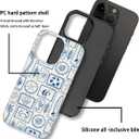 Case for iPhone 16 Pro Max, PC Hard Shell & Silicone Inner Bumper, Anti-Scratch Full-Body Cover Shockproof Slim Design -Stamps Blue Seashells Summer