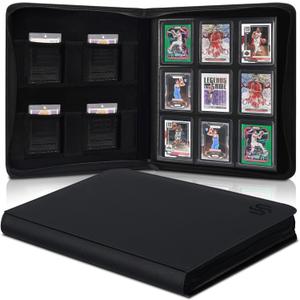 Toploader Binder, HYMENEX Top Loader Card Binder with 288 Slots and 4 Elastic Net Pockets Toploader Card Storage for 3" x 4" Rigid Card Holders Organized