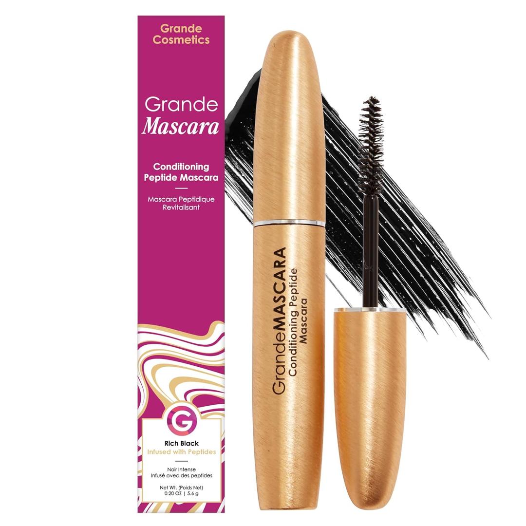 Grande Cosmetics GrandeMASCARA Conditioning Peptide Mascara  Buildable Extreme Volume & Length  Long-Lasting & Clump-Free Black  Lash & Extension Friendly (0.20 Ounce (Pack of 1))