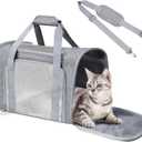 Cat Carrier Soft for Pets Up to 25 Lbs, Cat Travel Bag Soft-Sided with Padded Shoulder Strap, Pet Dog Carriers for Small Dogs Travel Puppy Carry Airline Approved, Grey