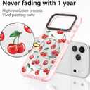 for iPhone 17 Pro Max Case Cute - Military-Grade 20 ft Drop Protection Shockproof Phone Case - Funny Cherry Design (6.9") Glitter Pink