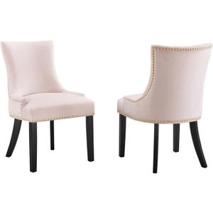 Modway Marquis 20.5" Velvet Dining Side Chairs in Pink/Black (Set of 2)