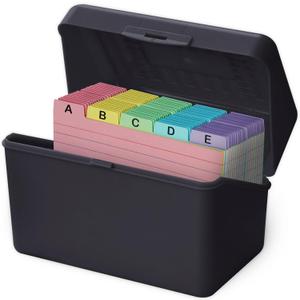 Olivo 4x6 Index Card Holder Box with 100 Cards Dividers Tabs 4"x 6", Black