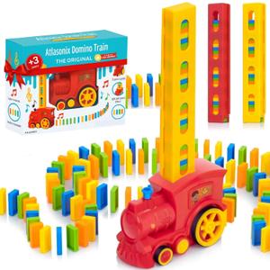 Domino Train Set for Kids  Automatic Domino Laying Toy, Montessori STEM Learning Gift for Boys & Girls Ages 3-8, Fun Educational Toddler Toy, Birthday Present for 3-5 Year Olds