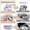 Wandering Nature Puffer Tote Bag for Work & Nurse, 2-Piece Tote with Mini Pouch, Fits 15.6" Laptop, Dual Inner Cup Holders (Purple)