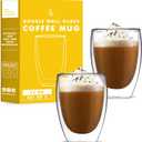 Kitchables Double Walled Glass Coffee Mugs Set of 2,12oz - Insulated Clear Coffee Mug for Cappuccino, Latte, Tea, Espresso - Latte cup - Tazas Para Cafe