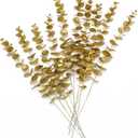 Artificial Golden Plants for Christmas Decoration Tall 30 Inch - 2 Pack, Faux Gold Eucalyptus Leaf Bushes Fake Leaves Plant Shrubs for Indoor Outdoor Planter Vase Filler Home Garden Wedding Xmas Decor