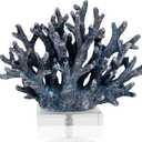 Coral Reef Beach Decor,6.3'' High x 7.5'' Width Artificial Resin Coral Reef Statue for Ocean Coastal Beach Nautical Themed Room Bathroom Decor for Home,RB1001B,Blue
