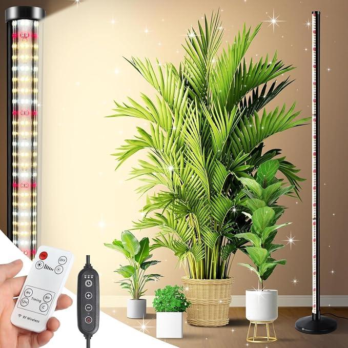 Standing Grow Light with Auto-Timer, 24W Vertical Grow Lights for Indoor Plants,10 Adjustable Spectral Levels，252 LEDs 24W Detachable Full Spectrum Plant Lights for Wide Area Coverage in Indoor Plants
