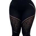 Women's Sexy Seamless Jumpsuit 2 piece outfit, Mock Neck Long Sleeve Bodysuit with Snap Crotch and Leggings Set (Black, Large-X-Large)