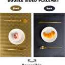 Double-Sided Reversible Placemats Set of 4, Heat Stain Non-Slip Waterproof Oil-Proof Washable Wipeable Woven Table Mats Outdoor Indoor for Dining Patio Table Kitchen Decor (Gold)