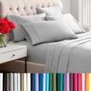 Bare Home Hotel Luxury Queen Sheet Set, Extra Soft - 6 Piece Set - Deep Pockets - Easy Fit - Cooling & Breathable - Wrinkle, Fade, Stain Resistant - Includes 4 Pillowcases (Queen, Light Grey)