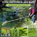 Floating Lake Rake, 36" Aluminum All Purpose Lake and Landscape Rake with 11' Extension Handle and 52' Rope, Weed & Algae Removal