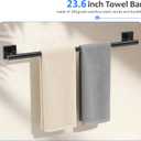 5 Pieces Bathroom Hardware Accessories Set Matte Black Towel Bar Set Stainless Steel Wall-Mounted Towel Holder 23.6 Inch Towel Racks for Bathroom