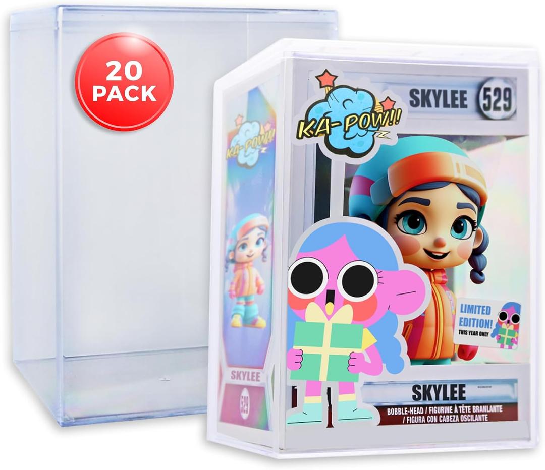 20-Pack Hard Acrylic Funko Pop Protector Display Case (4"), Stackable Display Case, Crystal Clear, 2.5mm Thick, Made in USA by Gary Plastic Packaging