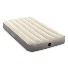 Intex Dura-Beam Standard 10" Twin Size Air Mattress, No Pump, 1-Pack 64101E - Fiber-Tech Portable Inflatable Bed with 2-in-1 Extra Wide Valves, 300lb Capacity