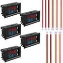 0.28" Volt Meter, DC 0-100V 10A Digital Voltmeter Ammeter Dual 3 Bits LED Display with Connect Wires Mini Ammeter Voltmeter for Electronic Circuit Experiments Cars RV Solar Energy (5Pack)