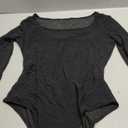 Pasgreson Women's Sexy long sleeve Bodysuit See Through Tops Party Night Out Club Outfits Slim Leotard Body Suits (Medium, 01- Black)