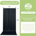 50ftx14FT Wrinkle Free Black Backdrop Curtain, 10 Panels 14FT Height Black Wedding Backdrop Drapes, Silky Polyester Back Drop Cloth for Birthday Photography Background Party Backdrop Draping