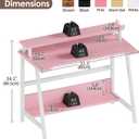 ALISENED 31.5 Inch Small Office Desk with Storage, Small Desk for Small Spaces, Compact Home Office Desk, Mini Study Desk for Bedroom, Pink