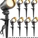 SUNVIE 6W LED Landscape Lights Low Voltage Landscape Lighting with Connectors Warm White Landscape Spotlights Outdoor 12-24V Waterproof Yard Garden Lights Wired Tree Wall Landscape Spotlights, 8 Pack Black