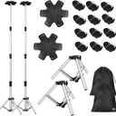 [Extra Tall] Affordura Boat Cover Support Pole with Metal Tripod Base and Hexagon Top, 27-71" Adjustable Poles with 6 Straps, Pontoon Cover Support System, 2 Set