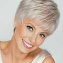 SEVENCOLORS Short Wigs for White Women Platinum Blonde Pixie Cut Wigs Layered Natural Looking Synthetic Hair Wigs for Women