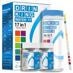 AAwipes Drinking Water Test Strips 17-in-1 100 Strips + 2 Bacteria Tester Kits, Lab-Validated Complete Water Testing for Home, Well, Tap Water, City Water, Flood Water Testing Strips (K03-100)