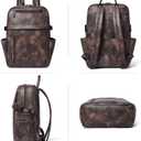 Leather Laptop Backpack for Women, 15.6 Inch Laptop Travel Backpack Purse Large Capacity Computer Bag, Casual Daypack Nurse Bag College Bookbag for School, Coffee